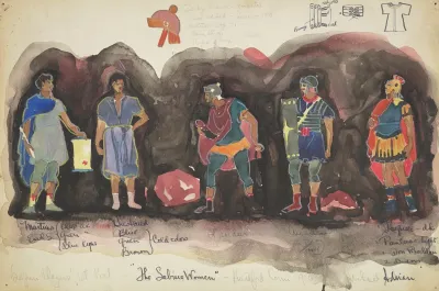 The Sabine Women Green Tunic Blue Cloak Blue Robe