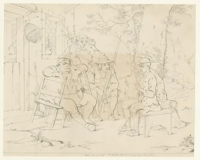 The Schoolmaster Reads From An Old Newspaper To The Village Sages Assembled Before The Inn