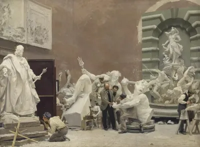 The Sculptor Rudolf Weyr In His Studio