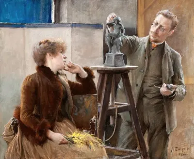 The Sculptor Ville Vallgren And His Wife