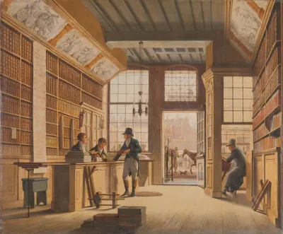 The Shop Of The Bookdealer Pieter Meijer Warnars On The Vijgendam In Amsterdam