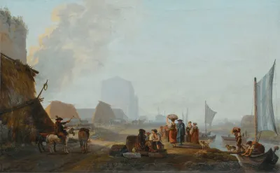 The Shore Of A River With Boats