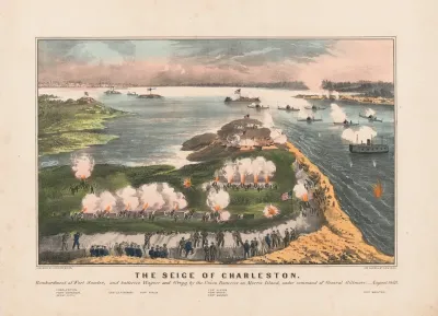 The Siege Of Charleston Bombardment Of Fort Sumter And Batteries Wagner And Gregg By The Union Batteries On Morris Island Under Command Of General Gilmore August 1863