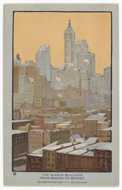 The Singer Building From Brooklyn Bridge