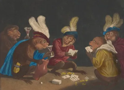The Singerie Five Monkeys Playing Cards