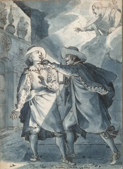 The Stabbing Of Paolo De Bernardis Preparatory Study For An Engraving By Christian Sas