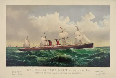 The Steamship Oregon Of The Cunard Line Between New York And Liverpool Via Queenstown