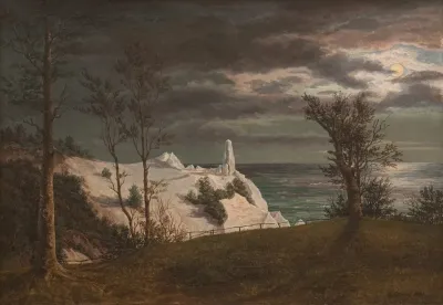 The Summer Spire On The Chalk Cliffs Of The Island Mon Moonlight