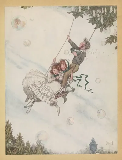 The Swing Moves And The Bubbles Fly Upward With Bright Ever Changing Colours