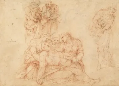The Swooning Virgin Supported By Three Holy Women And Three Studies Of Men