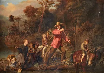 The Sywatter Family Fording A River