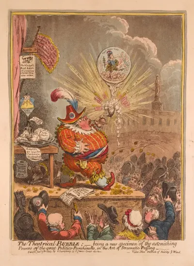The Theatrical Bubble Being A New Specimen Of The Astonishing Powers Of The Great Politico Punchinello In The Art Of Dramatic Puffing
