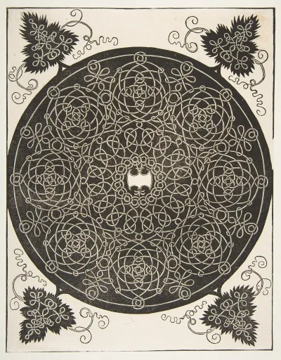 The Third Knot Interlaced Roundel With Eight Wreaths And A Scalloped Shield In Its Center