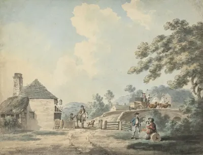 The Toll House With A Coach Crossing The Bridge