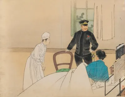 The Torpedo Officer Frontispiece Illustration From The Literary Magazine Bungei Kurabu Volume 1 Number 8