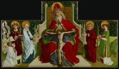 The Trinity With The Virgin Saints John The Evangelist Stephen And Lawrence And A Donor