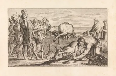 The Troyan Army Offering A Sacrifice To The Gods Neptuno Meritos Aris Indicit Honores