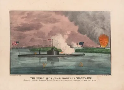 The Union Iron Clad Monitor Montauk Destroying The Rebel Steamship Nashville In The Ogeeche River Near Savannah Ga Feby 27th 1863