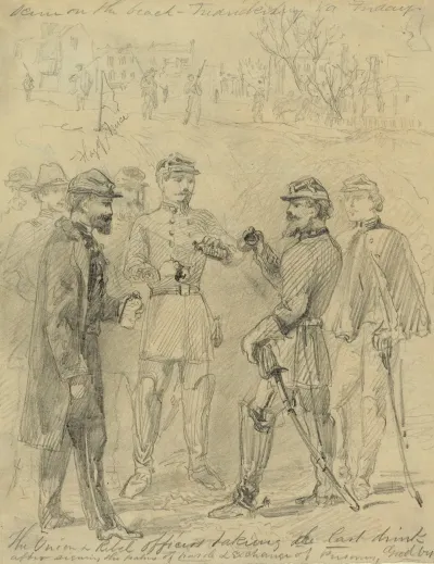 The Union Rebel Officers Taking The Last Drink After Signing The Papers Of Parole Exchange Of Prisoners Goodbye