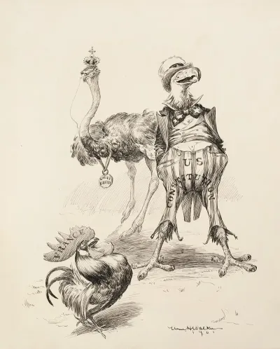The United States Depicted As An Eagle Great Britain As An Ostrich And France As A Rooster
