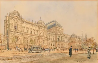 The University Of Vienna On The Ringstrasse With Horse Drawn Tram And Figures A View Of The Building Still Under Construction In 1878 Erected By Heinrich Von Ferstel 1873 1884