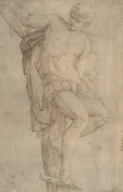 The Unrepentant Thief On The Cross Study Of A Childs Head At Lower Left And Of An Ear At Lower Right Border