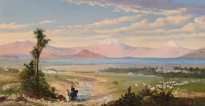 The Valley Of Mexico The Two Volcanoes Popocatepetl And Iztaccihuatl Beyond