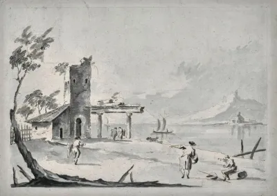 The Venetian Lagoon With Ruins And Figures 2