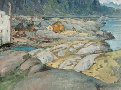The Village At The Foot Of The Mountain Study From Lofoten
