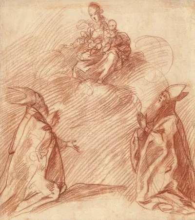 The Virgin And Child Appearing To Two Bishops