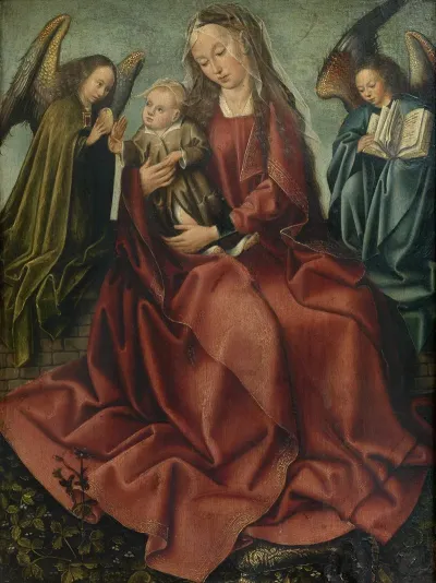 The Virgin And Child Between Two Angels