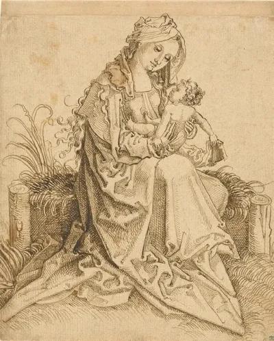 The Virgin And Child On A Grassy Bench 2