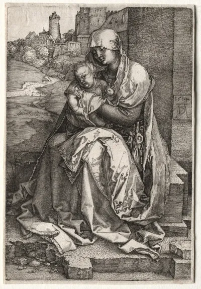 The Virgin And Child Seated By The Wall