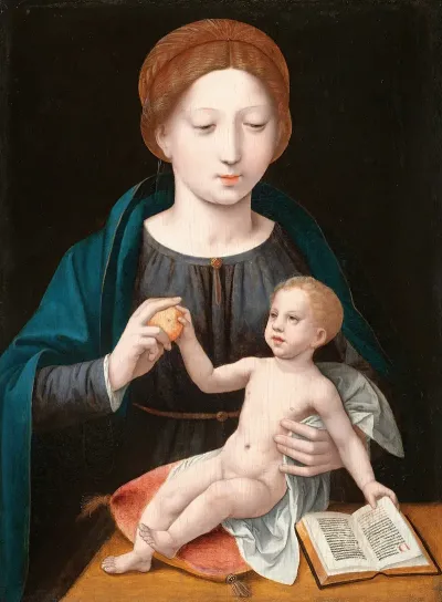 The Virgin And Child With An Apple And An Open Book