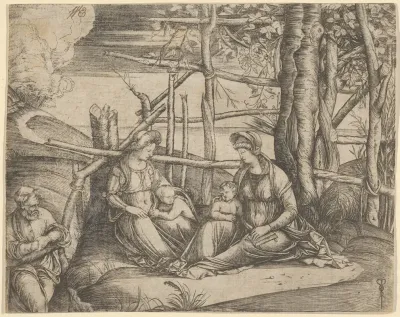 The Virgin And Child With Saint Elizabeth And John The Baptist In A Landscape St Joseph At The Left