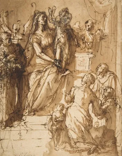The Virgin And Child With Saint Joseph Attendant Angels And A Group Of Supplicants