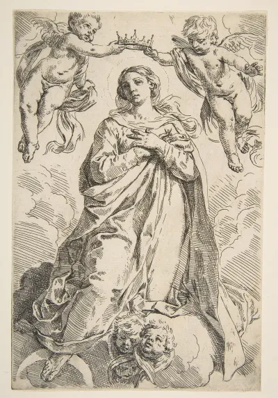 The Virgin Being Crowned By Two Angels