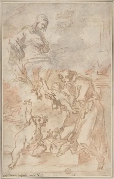 The Virgin Entrusting The Christ Child To Saint Francis Of Assisi
