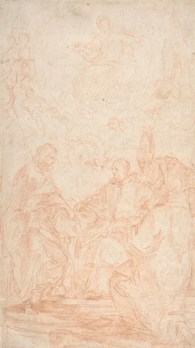 The Virgin Immaculate And Four Male Saints Study For The Dispute Over The Immaculate Conception