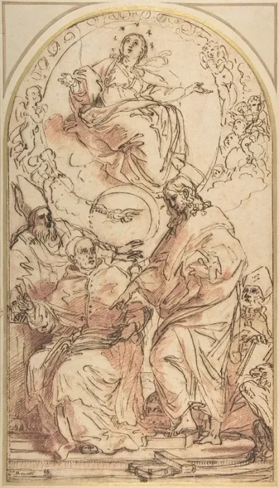 The Virgin Immaculate With The Four Doctors Of The Church Study For The Dispute Over The Immaculate Conception