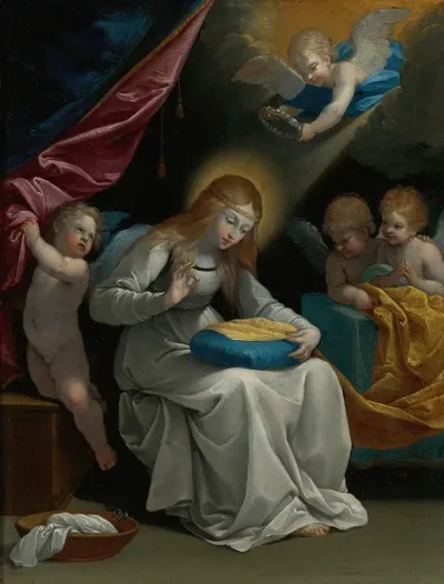The Virgin Sewing Accompanied By Four Angels Known As La Couseuse 2