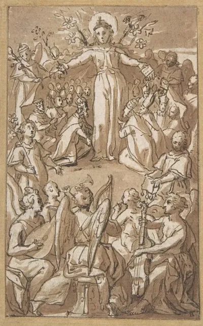 The Virgin Surrounded By Angels And Representatives Of Secular And Ecclesiastical Authorities