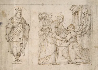 The Visitation Of The Virgin To Saint Elizabeth King Solomon In A Niche At Left