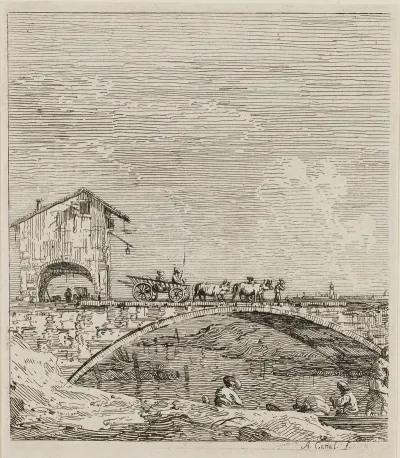 The Wagon Passing Over A Bridge From Vedute