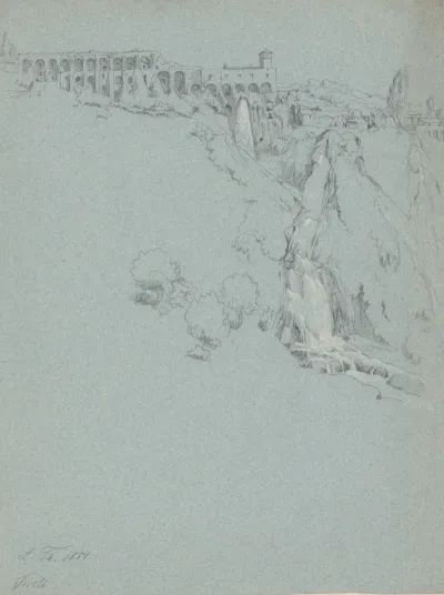 The Waterfall At Tivoli With The Villa Of Maecenas