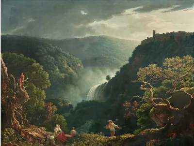 The Waterfalls Of Tivoli With Figures In The Foreground