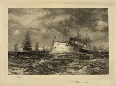 The White Squadrons Farewell Salute To The Body Of John Ericsson New York Bay August 23 1890