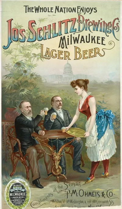 The Whole Nation Enjoys Jos Schlitz Brewing Cos Milwaukee Lager Beer