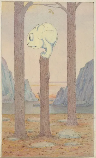 The Wiggle Much Creature On A Tree Stump Looking At A Bug