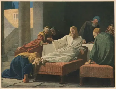 The Woman Wipes Jesus Feet With Her Hair